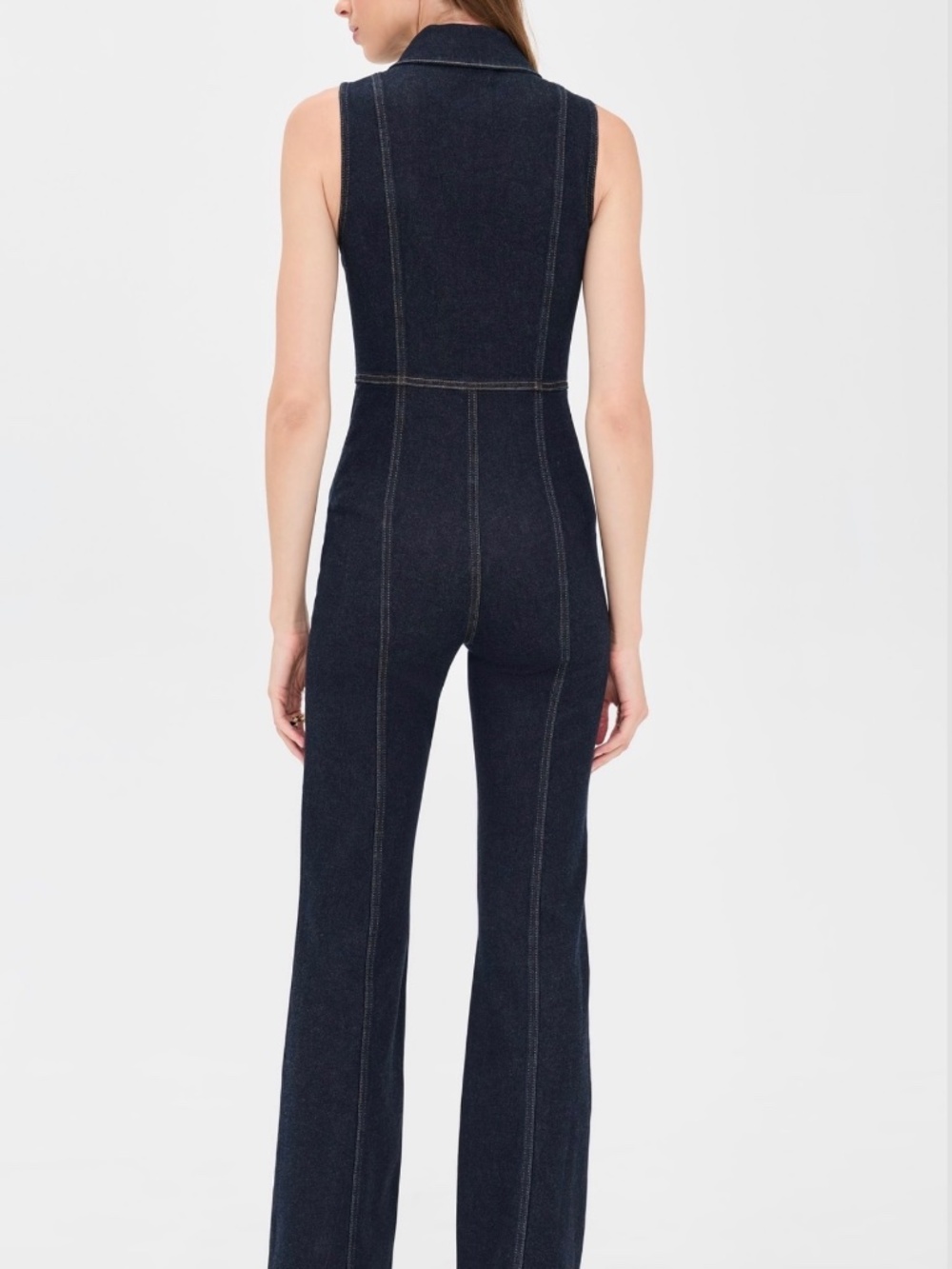 Alice + Olivia Sleeveless Denim Jumpsuit Sz 28 - Picture 4 of 10